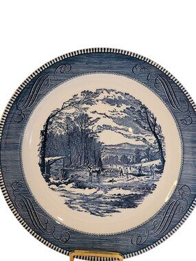 Vintage Royal China Company Currier and Ives 12" chop plate Getting Ice